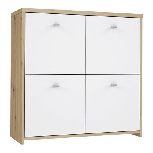 Best Chest Storage Cabinet with 4 Doors in Artisan Oak/White