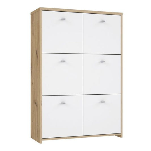 Best Chest Storage Cabinet with 6 Doors in Artisan Oak/White