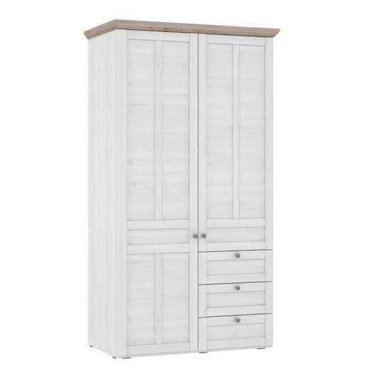 Illoppa 2 Door Wardrobe in Snowy Oak/Oak Nelson
