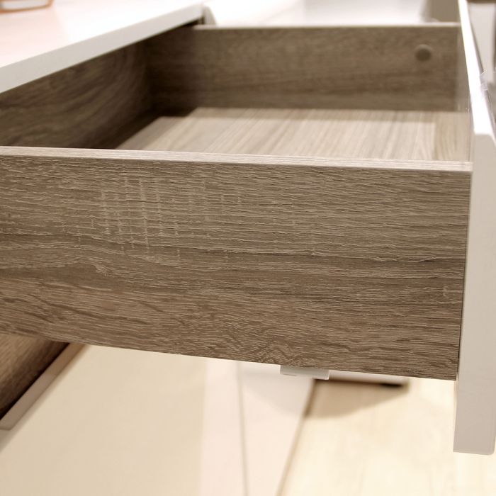 Chelsea Living Wide TV Unit in White with a Truffle Oak Trim